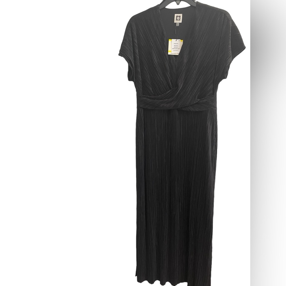 NWT! Anne Klein V-Neck, Lined Maxi Dress, Short Sleeves, Side Slits, Medium